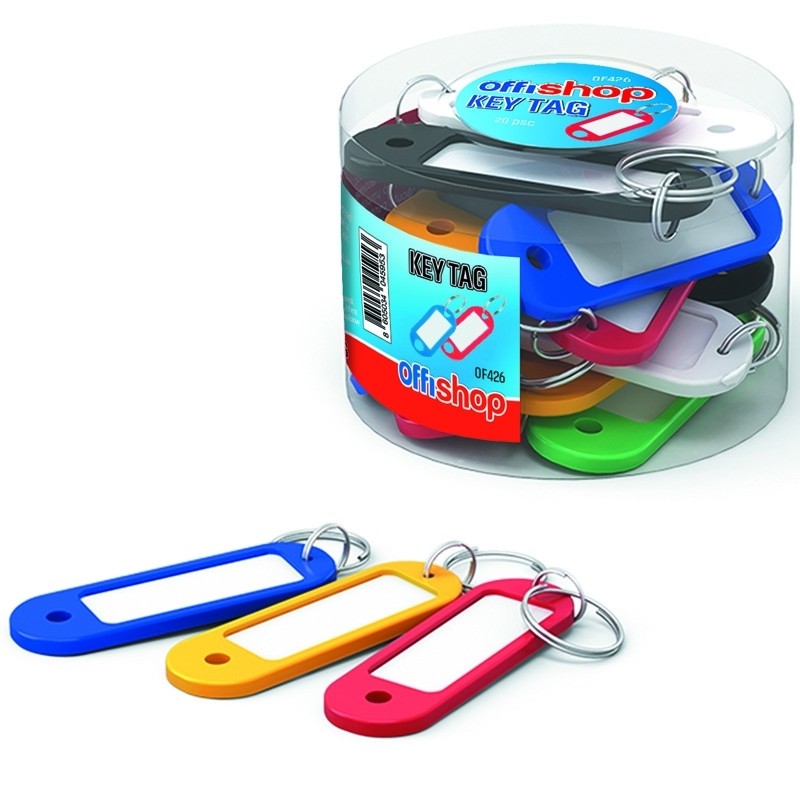 Breloc pentru chei, eticheta, inel metalic, 5x2.2 cm, 20 bucati, multicolore - imagine 4